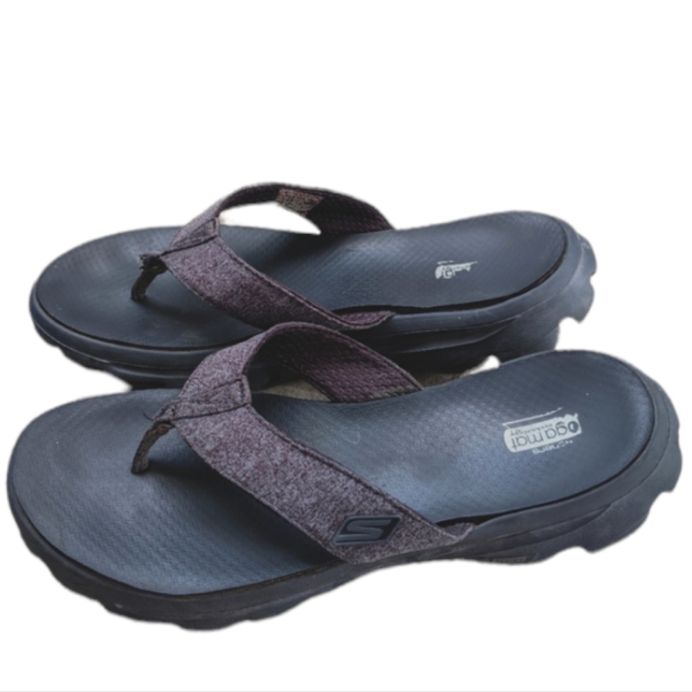 Skechers Go Walk Performance Solstice Flip Flop Yoga Mat Gray Black Size 10
